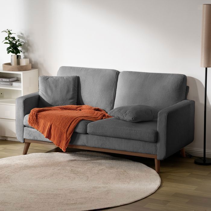 Grand Canapé 172x84x86cm 2/3 Places 2 coussins compris-Canapé Gris