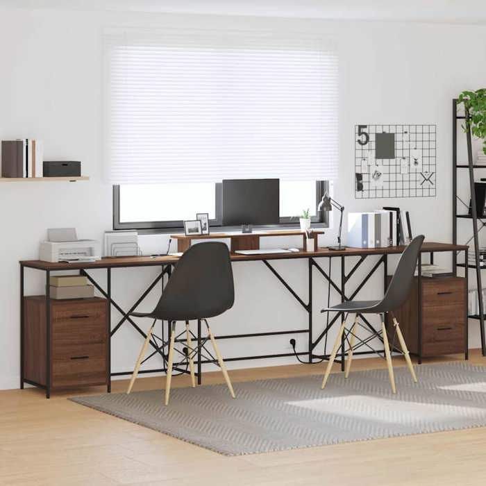 Bureau BURKE Marron Table à écrire - 1 PERSONNE - Chêne marron 182x101x87.5 cm - Bois dingénierie BB307