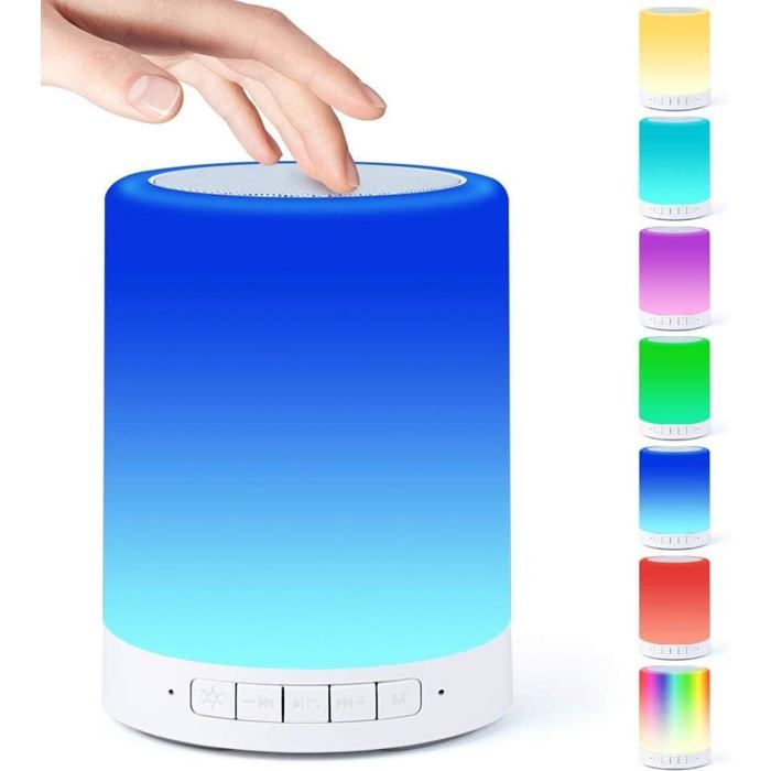 Lampe-enceinte Bluetooth lampe de chevet tactile avec lumière à couleurs changeantes et7Différentes couleurs