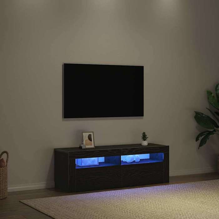 NEUF Armoire TV - Noir - Meuble TV - TABLE TV - Chêne noir 120x35x40 cm - Bois dingénierie TT5338
