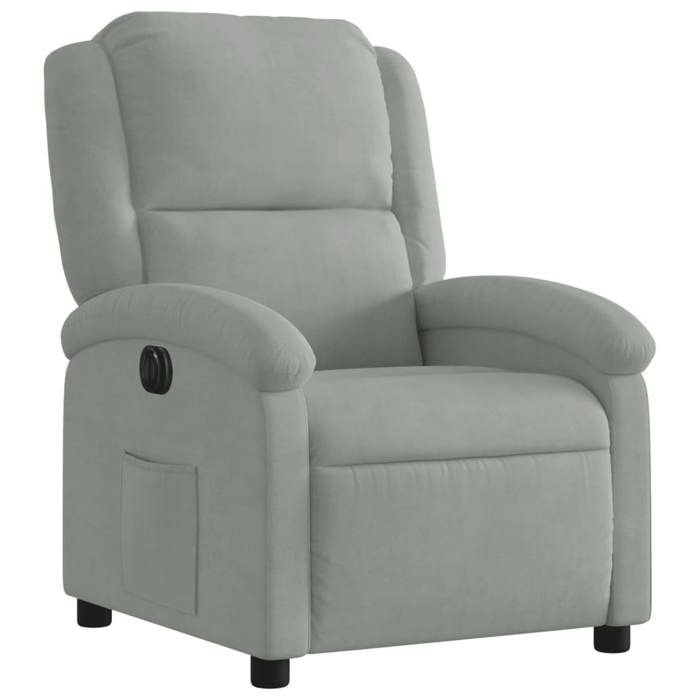TOP 2026 Fauteuil relax - Chaise inclinable électrique - 1 PERSONNE - gris clair velours - 71x86.5x99.5 cm FF2567