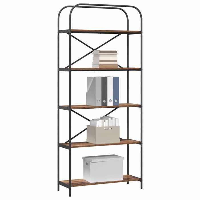 Sarazyj®Étagère à Livres sur Pied - Cloison Séparateur - Marron Étagère - Bois Ancien - 80 x 30 x 183 cm - bois dingénierie - 51835