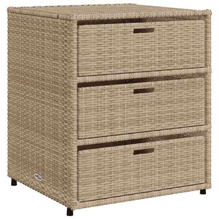 SALE 2026Armoire de rangement de jardin - Coffre de rangement extérieur beige 55x59x69cm - Résine tressée 16.8 Kg 9977649