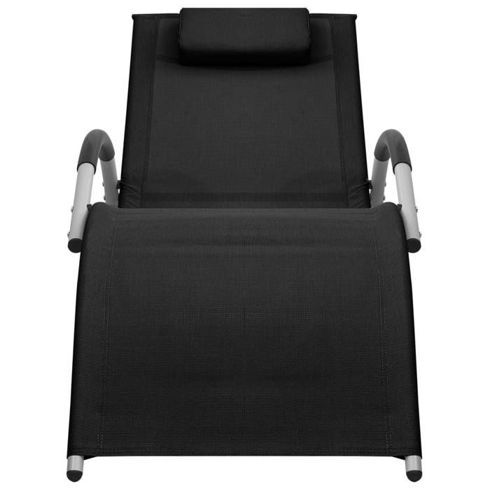 SALE 2026Transat de soleil/plage Noir - Chaise longue textilène noir et gris159x62x67cm 8.5 Kg 861087