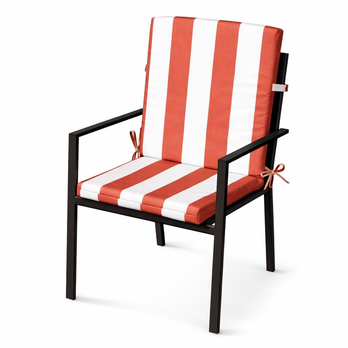 Coussin de fauteuil assise et dossier imperméable à rayures ARCACHON Terracotta 40x90 cm