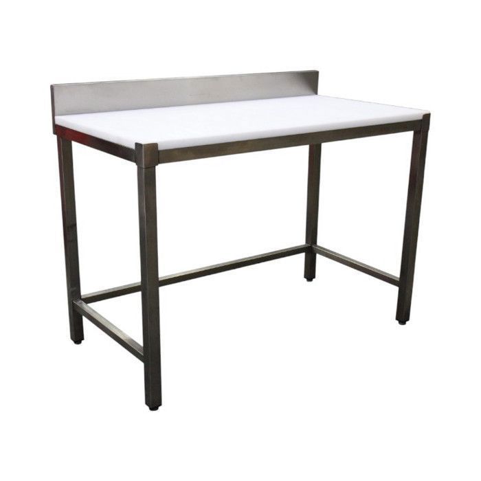 Table de découpe adossée - 1000 x 700 mm - planche 25 mm - inox - dosseret 100 mm