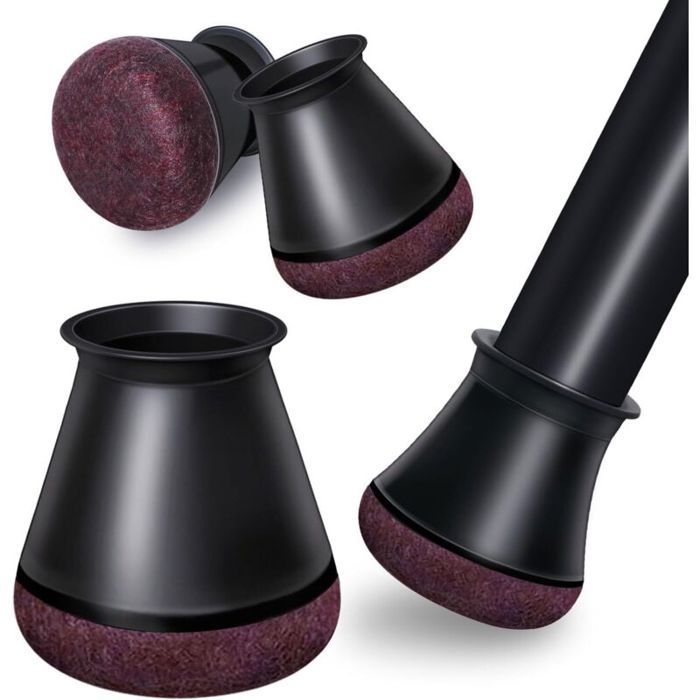 Protection pied de chaise - PZCC - Lot 24 - Silicone - Noir - Feutre antirayure 14–18mm/10–15mm