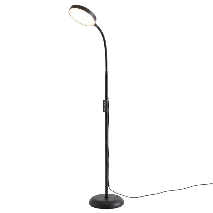 Lampadaire avec Télécommande Hauteur Réglable avec Col de Cygne Fonction Minuteur pour Salon Noir