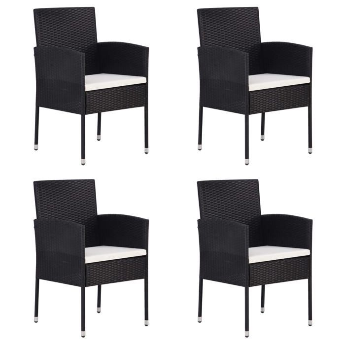 SALE 2026Chaises de jardin coussins 4 pièces résine tressée - moderne-design - verre - blanc crème - noir - facile à nettoyer 456z