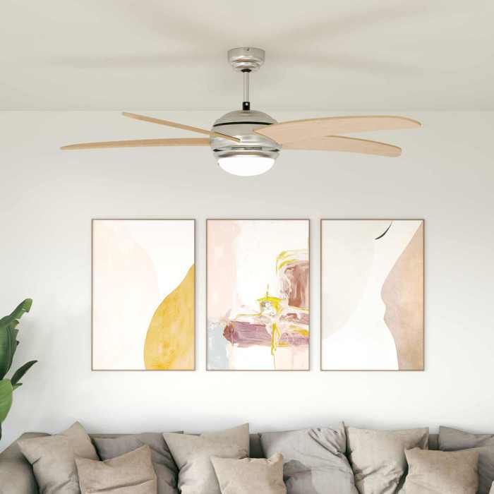 vidaXL Ventilateur de plafond avec lumière Ø 130 cm Sonoma - Design moderne - FR467