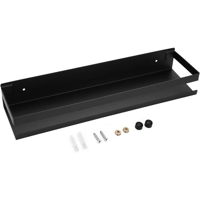 Étagère dAngle en Acier Inoxydable pour Salle de Bain - Étagère Murale pour Cuisine Salon Hôtel (40 cm Noir)