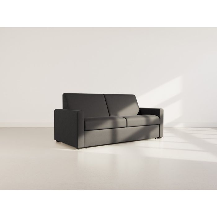 Julia - canapé lit 3 places convertible express couchage quotidien 140 cm matelas 14 cm en tissu - Noir