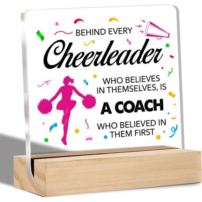 Cadeau de reconnaissance pour entraîneur cheerleading - Plaque décorative transparente bureau en acrylique