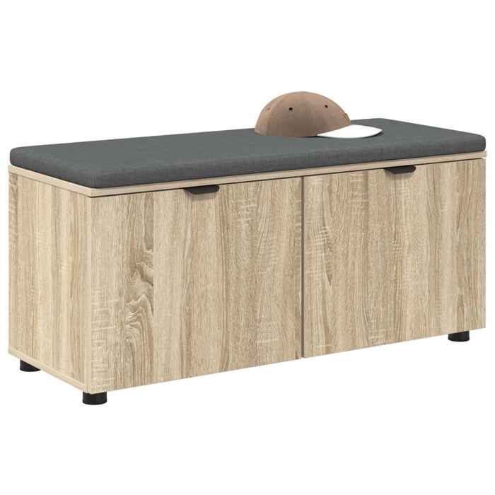 NEW Marron MEUBLE SIEGE - vidaXL - Banc dentrée avec coussin Chêne Sonoma 100X38X46 cm - Banc coffre - Pour maison（1parcel）2623523
