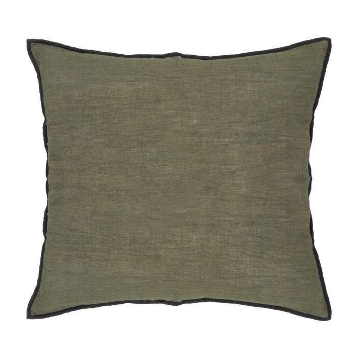 Coussin Linah coton vert kaki 45x45cm
