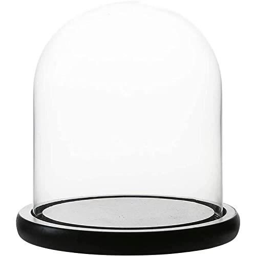 Lot De 2 Cloches En Verre Avec Socle Bois - Dôme Décoratif Pour Plantes, Bougies, Bouquets