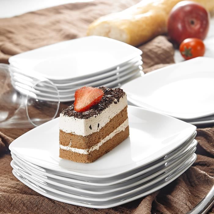 Malacasa JULIA 12pcs Assiettes à Dessert Gâteau 17cm Vaisselles
