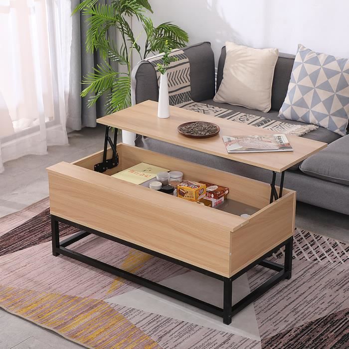 Table basse plateau relevable DETROIT design industriel Cdiscount Maison