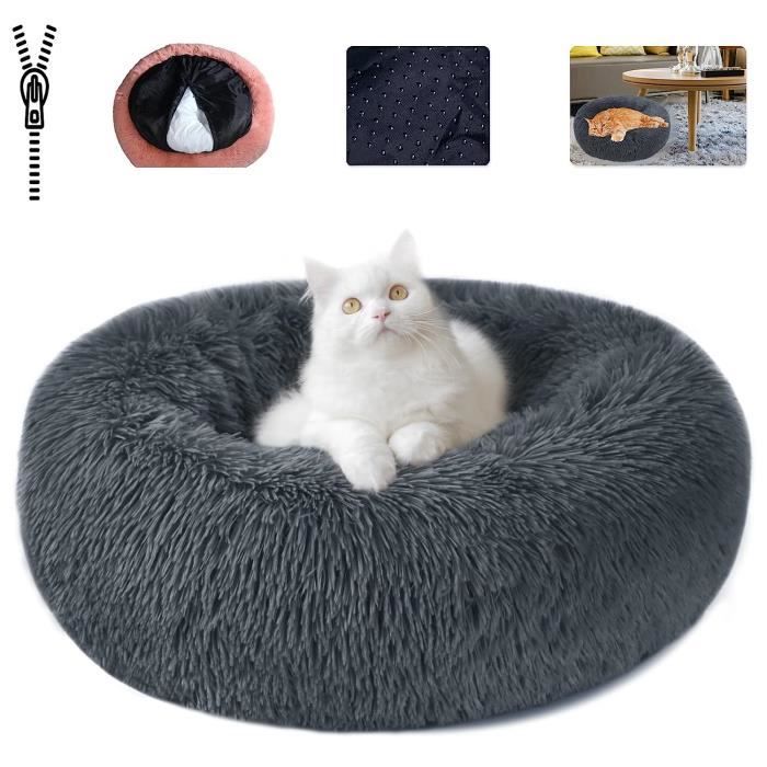 Panier Chat, Panier Rond Chien Amovible Et Lavable Ø60Cm - Gris Foncé