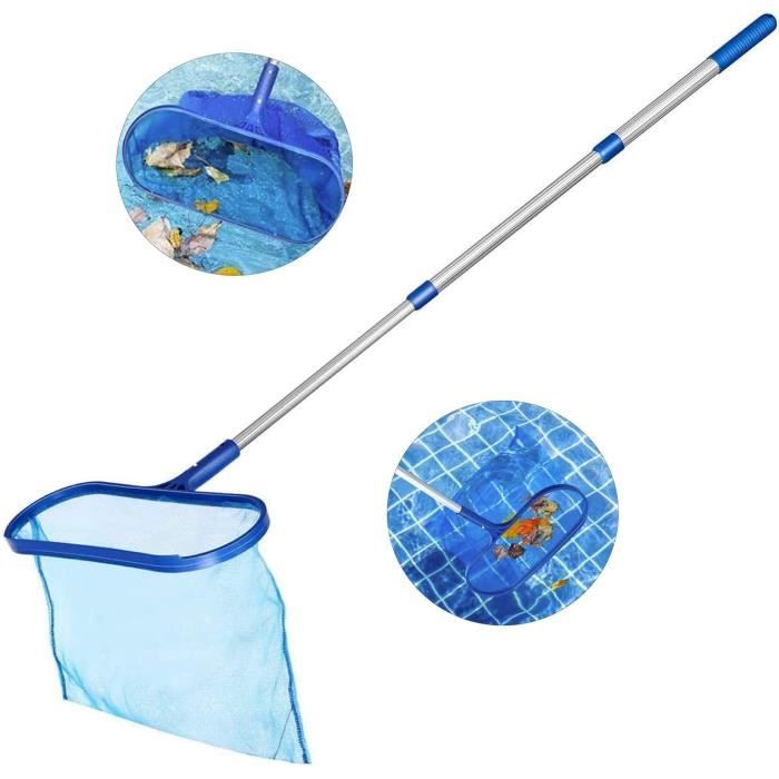 Épuisette De Surface Pour Piscine Et étang - Filet à Mailles Fines Pour Feuilles Et Insectes - Bleu - 3