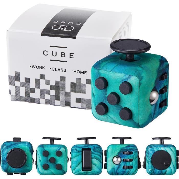 Cube Anti-Stress, Vert Décompression Jouet Cube avec 6 Modules