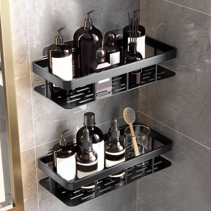 Étagère De Douche Adhésive Sans Perçage - En Métal, 31x10x12 Cm, Rangement Shampoing Et Gel Douche - 9