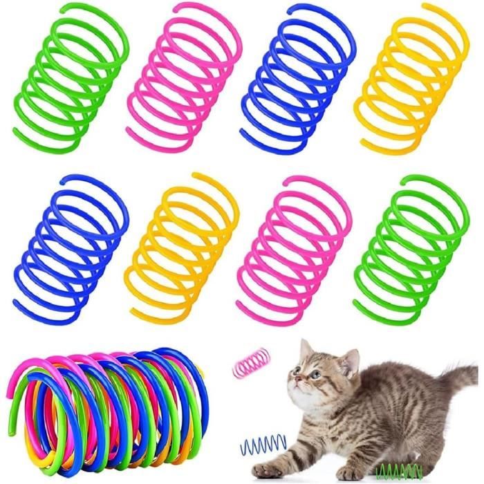 12Pcs Jouets de Printemps pour Chats Coloré Jouet Ressorts Chat Jouets de Ressorts en Spirale en Plastique Interactif Chat
