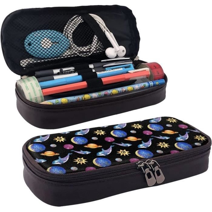 Mario Trousse À Crayons Grande Capacité Avec Double Fermeture Éclair Bleu-Noir[x12424 Mario Trousse À Crayons Grande Capacité Avec Double Fermeture Éclair Bleu-Noir[x12424
