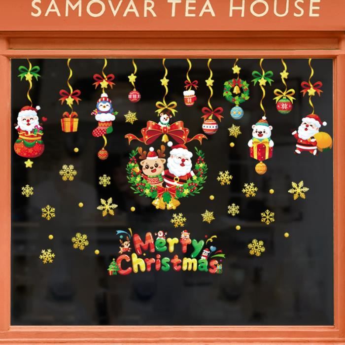 Noël Autocollants Fenetre Reutilisable, 82 PCS Autocollant Noel, Decoration Noel Fenetre, PVC