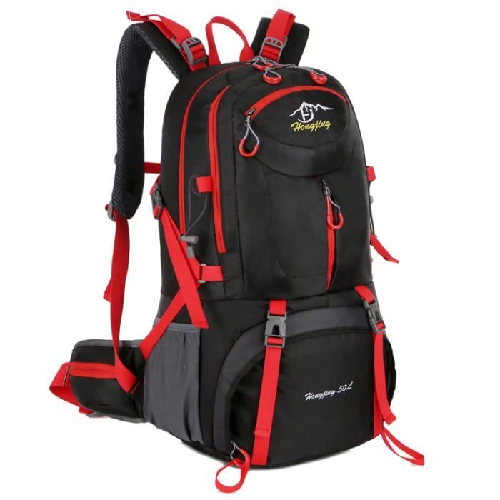 Sac à Dos Voyage 50L Sac à Dos Randonnée Imperméable Grande Capacité Sac à  Dos Ordinateur Portable Homme Femme pour Camping(Noir) - Cdiscount Sport