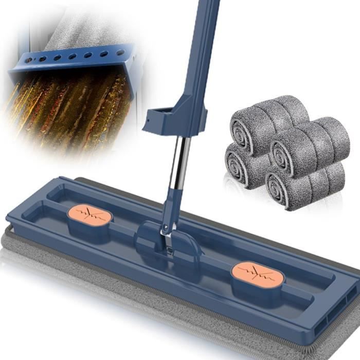 Balai Serpillière IQLER Rotation 360° - Manche Télescopique Acier, 3 Microfibres, Nettoyage Sols & Fenêtres
