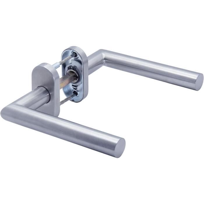 Poignées De Porte Apecs Sur Rosace Ovale En Acier Inoxydable Pour Porte ...