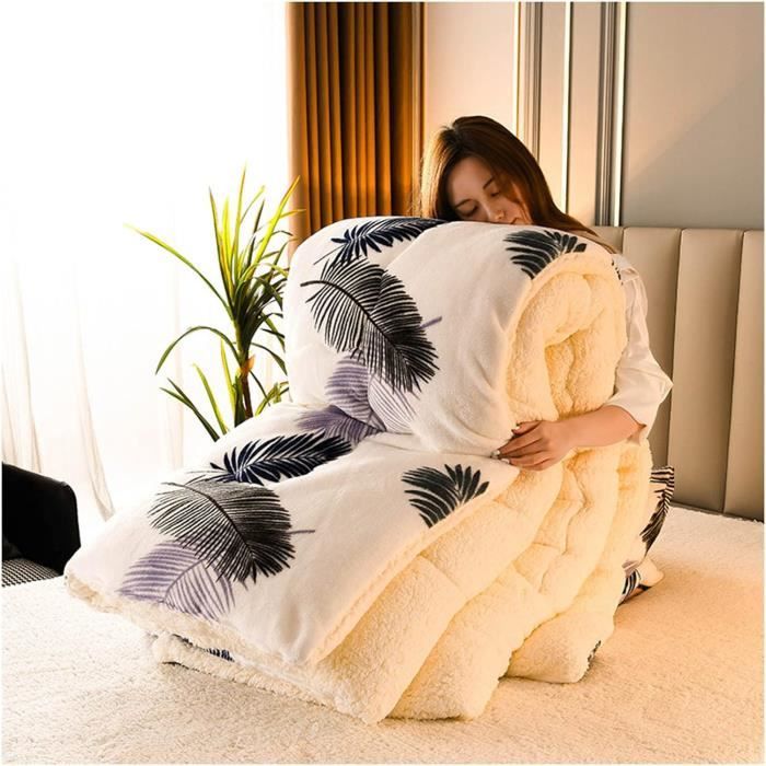 Couette Chaude Hiver Double Face Cachemire D'Agneau - Édredon Épais Gonflant 1 Kg 120x150 Cm, Luxe Doux Et Respirant 2 Personnes