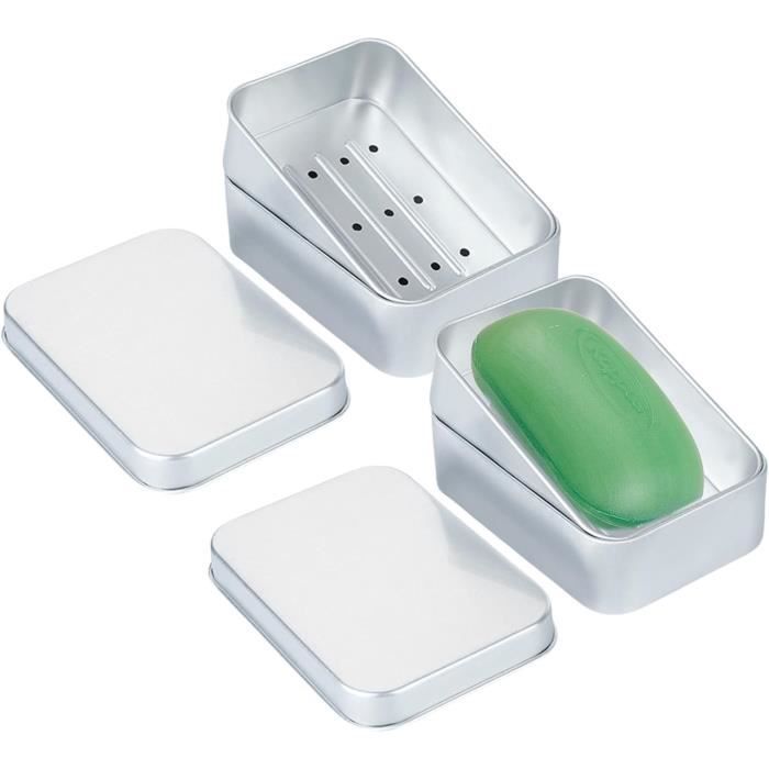 Lot De 3 Boîtes à Savon Aluminium Avec Égouttoir - Porte-Savon Voyage - Sac Sisal Inclus - Taille L