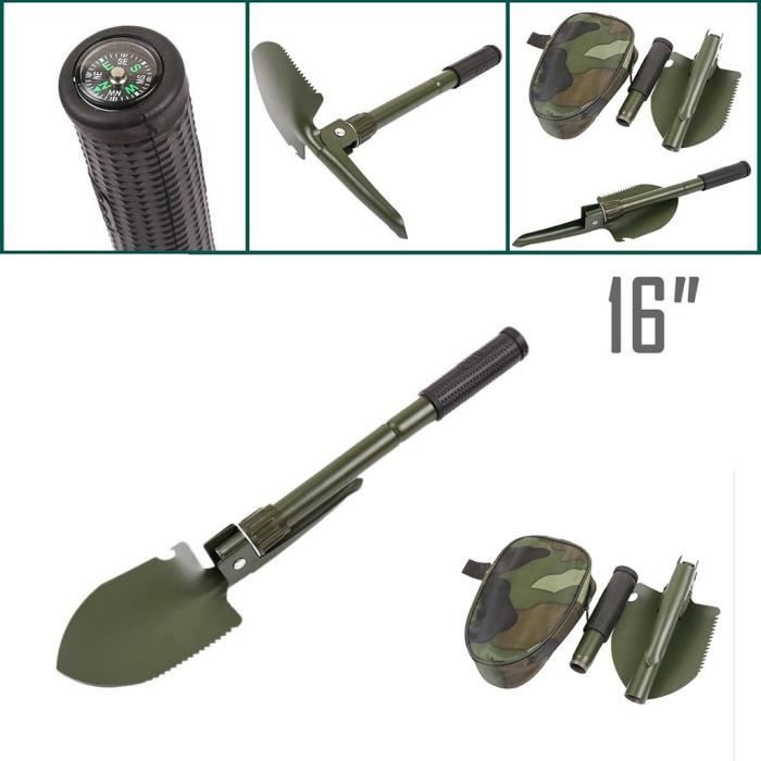 Noir lamta1k Pelle pliante militaire pelle de survie b/êche de camping outil multifonction de plein air
