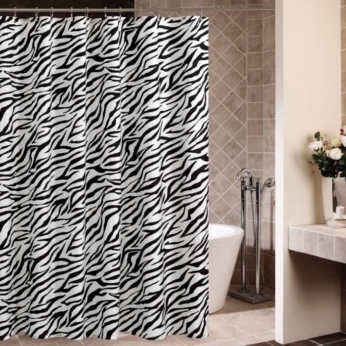 Noir & Blanc Animal Zebra Photo Salle de bains Tissu Rideau de douche ys314 C