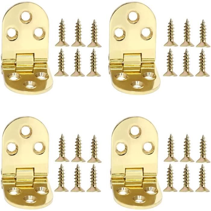 Lot De 10 Charnières Porte Meuble - Métal Bronze - Longueur 2,4 Cm - Pour Placard Ou Armoire