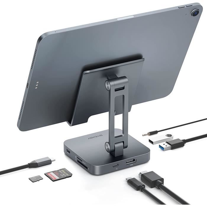 Support pour iPad Pro USB C, adaptateur de station d'accueil pliable iPad  Pro avec HDMI 4K, chargement PD, lecteur de carte [44] - Cdiscount  Informatique