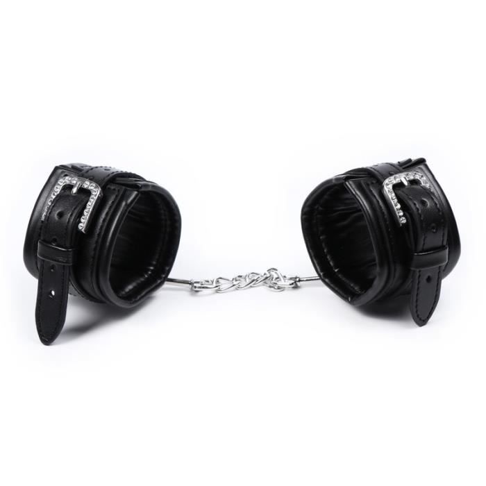 Menottes En Cuir Mauve - Accessoire SM Bondage Soumission