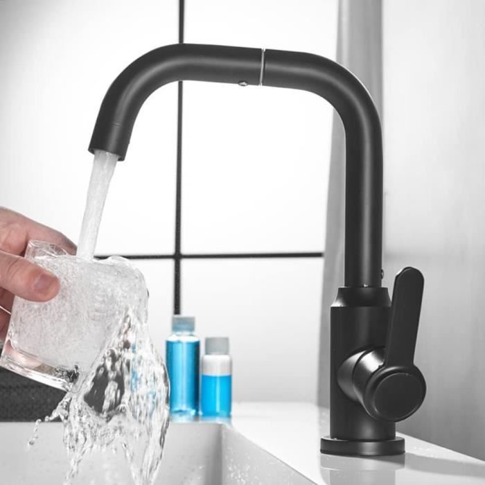 Robinet De Lavabo Noir Mitigeur Haute Qualité Acier Inoxydable SUS304 | Minnhua | Pour Salle De Bain Et Cuisine