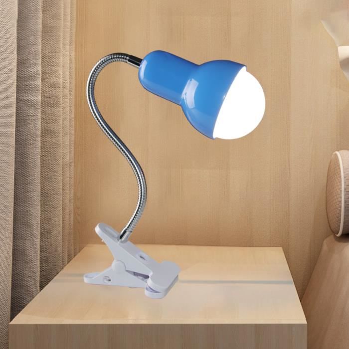 diday e27 lampe de bureau à pince, lampe lecture flexible à 360° pour étude et travail,bleu,60w