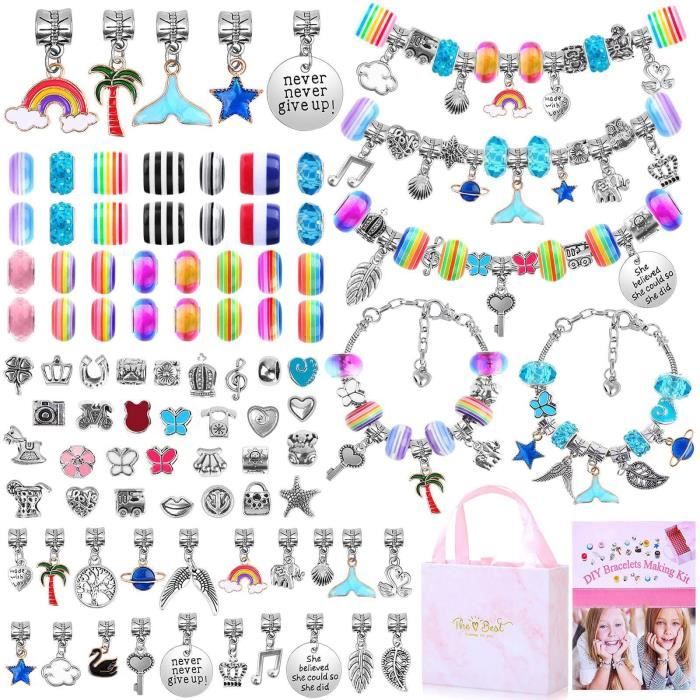 Cadeau Fille 5 6 7 8 9 10 11 12 Ans, Kit de Fabrication de Bracelets pour Filles, Kits de Bijoux et Perles pour Enfants, Jouet Fille