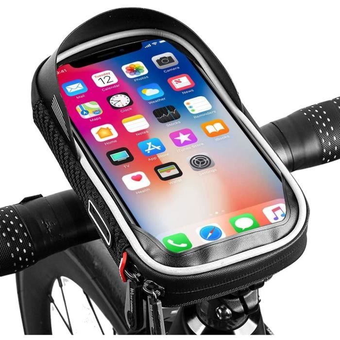 Sacoche De Cadre Vélo Étanche DURATECH - Support Téléphone Guidon - Poches Filet - Écran Tactile TPU - Pour Smartphones <18cm