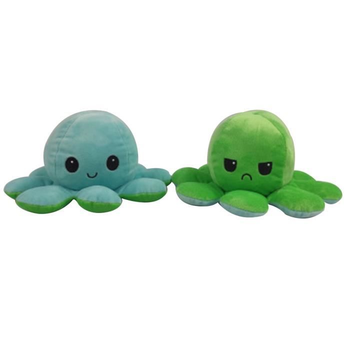 Jouets Et Jeux Peluche Pieuvre Reversible Douce Doudou Jouet Enfant Bebe Vert Violet Poulpe Peluches Doudous