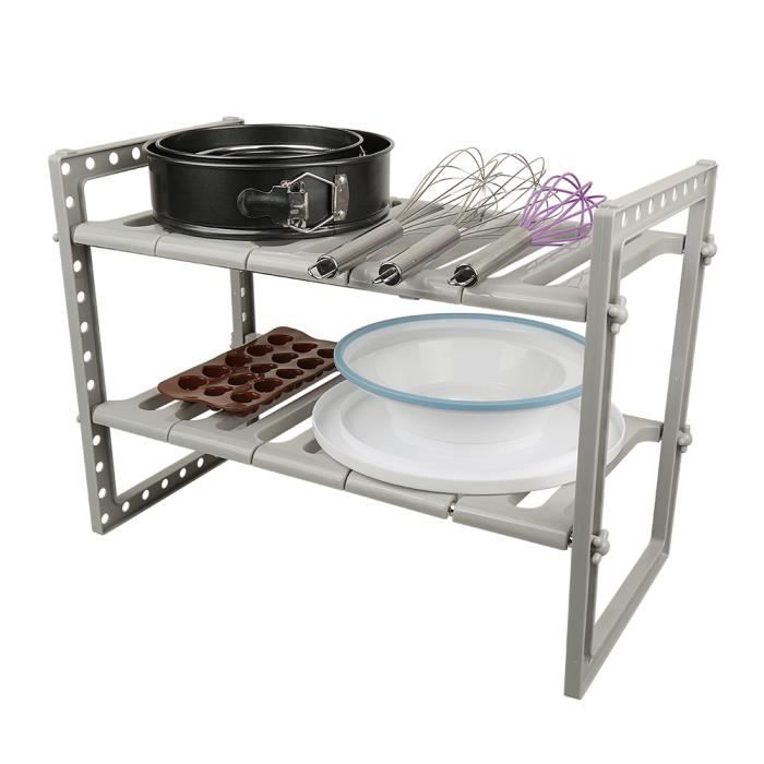 Étagère sous évier - OBTESTFJ - Gris - 2 Niveaux - Charge max. 15 kg