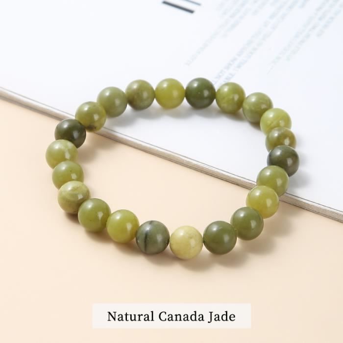 Bracelet En Jade Naturel Vert - Pierre Ronde - Fait Main - Neuf Avec étiquettes