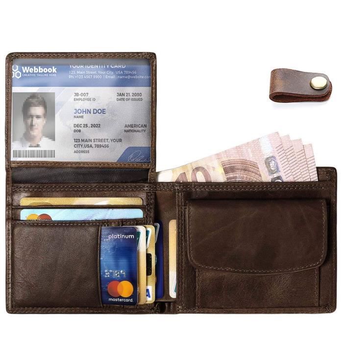 Incroyable Portefeuille Pour Homme En Cuir Protection RFID Capacité 24 cartes