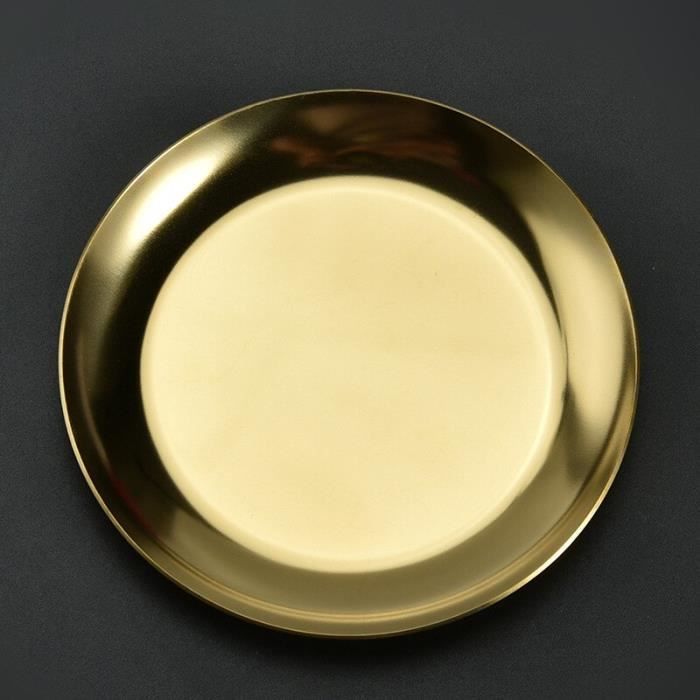 Plateau Rond Doré 28cm - Plateau De Rangement Bijoux Et Cosmetics - Acier Inoxydable - Déco Table Salle De Bain