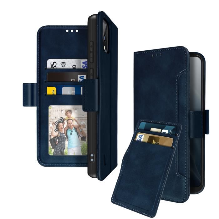 Housse Portefeuille IPhone 12/12 Pro - Porte-Cartes Magnétique - Cuir PU