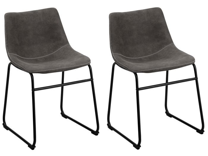 Lot de 2 chaises de bar en tissu gris BATAVIA